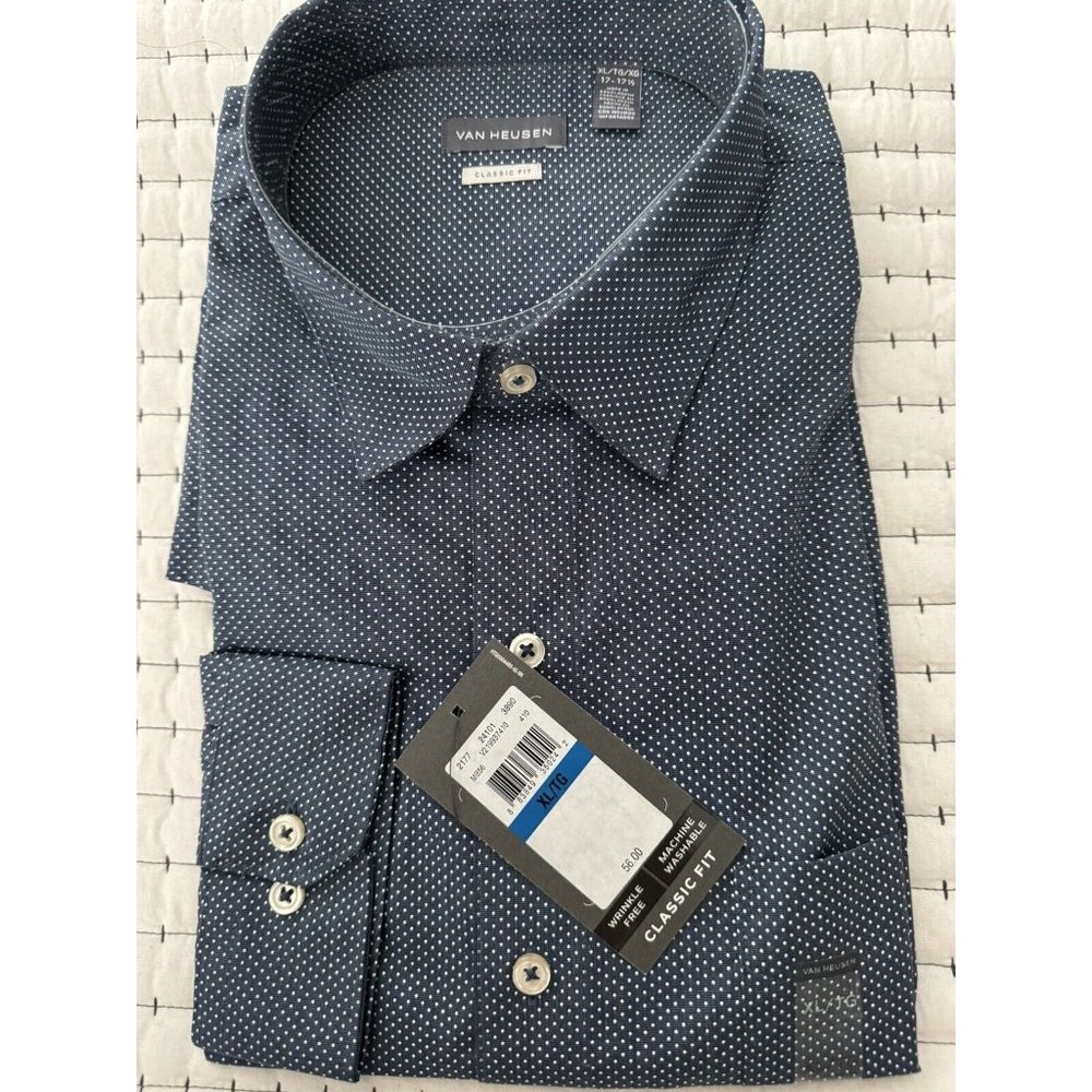 Van Heusen XL/TG (17-17.5) Men's Shirt Long Sleeve Classic Fit Button Front
